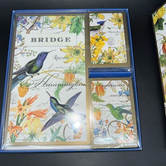 Hummingbird Registry Bridge Gift Set 2 Deck Cards 2 Score Pads Floral Game Playi - Picture 2 of 5